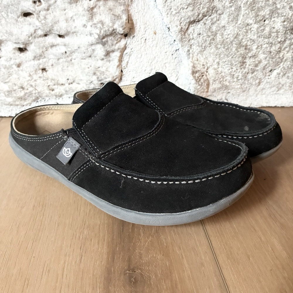 Spenco Siesta Via Slides Clogs Black Suede Slip On Comfort Shoes Womens 7.5